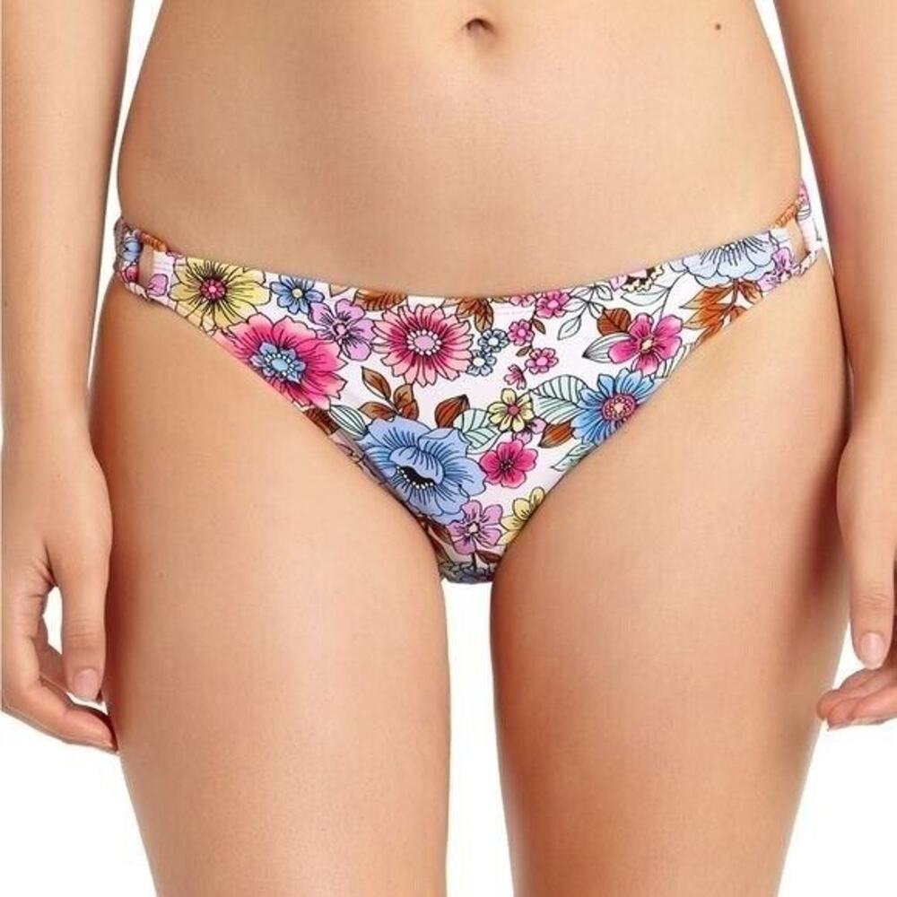 California Waves Multicolor Floral Hipster Bikini Swim Bottom NEW Women's Large